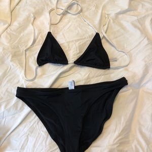 Medium black bikini Solid and striped